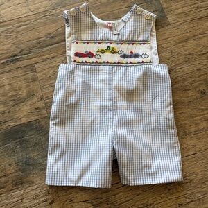 Legacy Kids White and Blue Striped Overalls